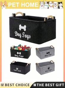 1pc Pet Toy Storage Box, Toy And Sundry Storage Basket, Storage Is Neat And Not Messy.Felt Pet Toy Storage Basket, Pet Supplies Felt Storage Bin, Keep Your Home Neat & Tidy. Pet Supplies Felt Storage Bin, Keep Your Home Neat & Tidy.Storage Basket For Indoor Pet Snack Toy And Dirty Clothing Organization Succinct
