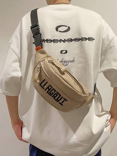 peach tree 1 pieza Bolso de pecho y riñonera con cierre de cremallera, ajustable, estampado de letras de unicolor con estilo de árbol de melocotón. Bolsa multicompartimento ligera y resistente al agua de nailon para uso casual, diario, deportivo, viajes y uso urbano.