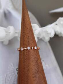 1pc Simple Luxury S925 Sterling Silver Small Diamond & Cubic Zirconia Ring, Suitable For Women's Daily Wear