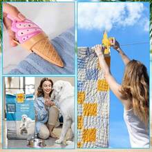 2pcs Beach Towel Clips, Summer Portable Plastic Clothes Pegs In Parrot, Watermelon, Flamingo, Ice Cream, Pineapple, Cactus, Coconut Tree Patterns, Suitable For Graduation, Back To School - Multicolor - View 8