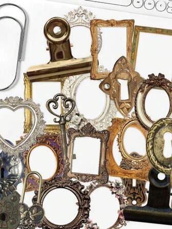 68pcs Retro Photo Frame Stickers Laptop Handbook Cell Phone Case Decorative Stickers PET Material Decorative Paper Stickers,School Supplies,Back To School