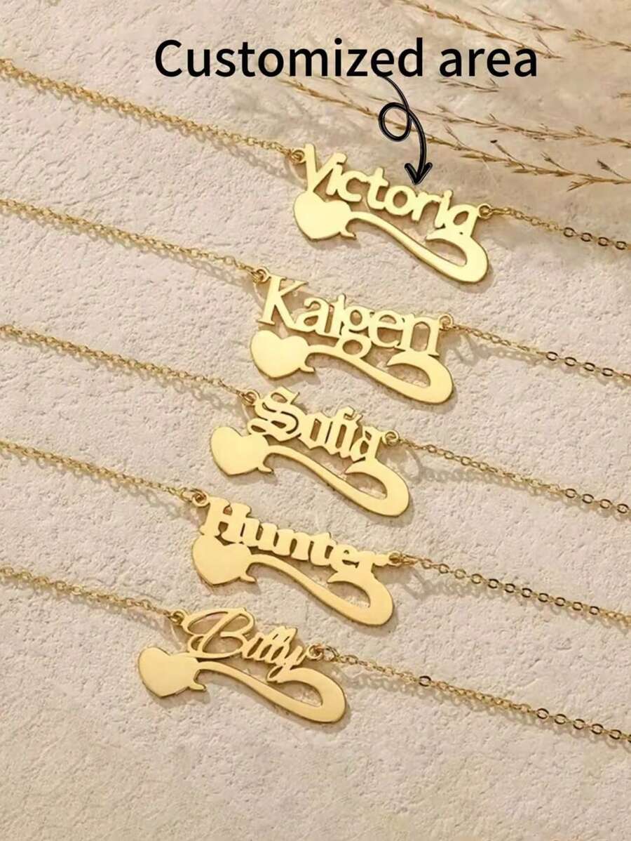 A Personalized Necklace, Custom Heart Name Pendant Necklace - Elegant Heart And Swirl Design, Personalized Fashion Jewelry For Girl, Perfect For Birthdays, Anniversaries And Party Gifts - Multicolor - View 1