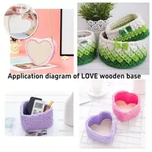 2pcs/Set Natural DIY Heart-Shaped Woven Wooden Basket, Crochet Crafting Background Wooden Base