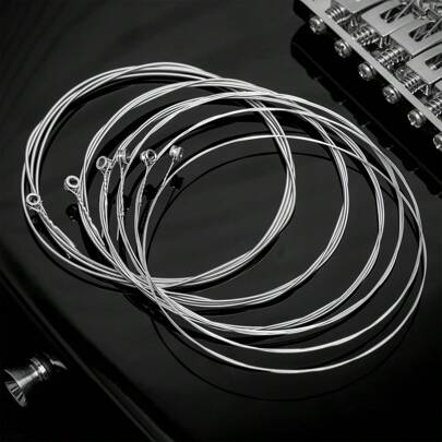 6pcs/Set Electric Guitar Strings - Nickel Plated High Carbon Steel - Alloy Wound - Premium Steel Core - No Numeric Markings