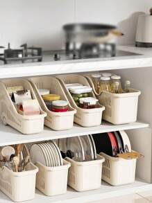 3pcs Household Kitchen Pot Storage Condiments Sundry Storage Basket Pot Lid Storage Basket Cabinet Desktop Storage Shelf Suitable For Kitchen Storage Organizer Living Room Storage Bathroom Storage - Multicolor - View 3