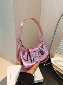 1pc High-End Bow Handbag Niche Underarm Bag New Style Versatile Shoulder Metal Mirror Mini Moon Decoration Lipstick Red Envelope Fashion Cute Personalized Very Suitable As A Gift - Shiny Butterfly Shoulder Bag - View 13