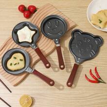 1 pieza Sartén antiadherente con forma de animal de 4"/ 5", sartén creativa para freír el desayuno para uso doméstico, con formas de tigre, oso, panda, cara sonriente y corazón