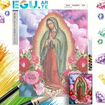 5D Virgin Faith Diamond Painting Kit, No Frame, Suitable For Adult Beginners, DIY Handmade Round Diamond Art Set, Home Wall Decor Gift