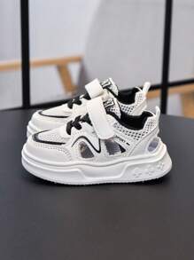 Zapatillas deportivas para niños con letras de color contrastante, de estilo informal suave y cómodo, adecuadas para todas las estaciones