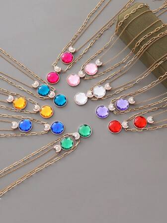 2 件青少年多用途珠宝项链，饰有大型多面宝石和嵌入式珍珠，可拆卸双层，多功能服装配饰，适合学校、花园、派对、街头、生日、节日、圣诞节，优质耐用材料，建议沐浴时取下