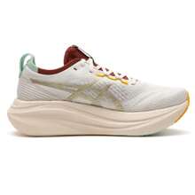 Asics 男士 Gel-Nimbus 27 成都跑步鞋，1011C094-100，舒适透气运动休闲运动鞋 - 奶白色/金色 - 查看 2