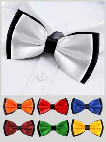 1pc Men's Double Layer Dual Tone Bow Tie, Suitable For Banquet, Wedding, And Party - Multicolor - View 5
