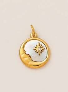 1 件不锈钢太阳和月亮吊坠，个性化星形 DIY 配饰，镀 18K 金，适合手链、项链、耳环，送给妻子和母亲的礼物 - 金色 - 查看 18