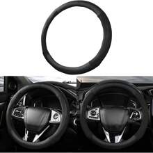 Car Steering Wheel Cover, 15 inch Microfiber Leather Carbon Fiber Soft Anti-Slip Breathable, Universal Size Elastic Car Accessory for Most Cars - Negro - Ver 5