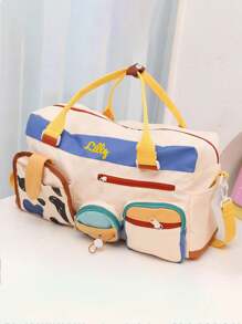 1 Peça Bolsa de Viagem Personalizada Fofa de Retalhos Coloridos, Bolsa de Academia Portátil de Grande Capacidade Multiuso, Bolsa de Mensageiro com Ombro, Bolsa de Bagagem Bordada com Letra Dobrável, Bolsa Yoga para Exterior, Adequada para Uso Diário ou Presente para Família, Amigos, Namorado/Namorada, Natal, Dia dos Namorados, Dia das Mães, Aniversário, Multiuso, Grande Capacidade, Versátil, Multicolorida, Fofa, Adorável, Compacta, Engraçada, Kawaii, Minimalista, Commuter, Casual Empresarial, Básica, Personalizada, Única, Customizada, Presentes Ideais para Ele, Presentes Ideais para Ela, para Aniversário, para Feriados/Férias, para Exterior/Saídas/Viagens/Trilhas/Estádio/Esportes/Escalada, para Negócios/Transporte/Trabalho/Escritório - Multicolorido - Visão 2