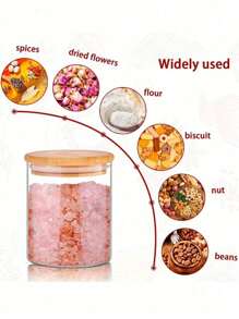 4/6/8 lọ thủy tinh đựng đồ, hộp đựng thực phẩm có nắp tre kín, lọ trong suốt di động đựng trà, hạt cà phê, đường, kẹo, bánh quy, gia vị, đồ dùng nhà bếp, chai thủy tinh - Trong sáng - Xem 3