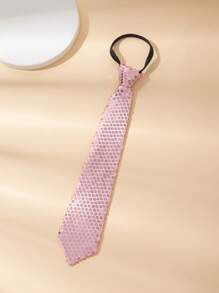 1pc 35cm Sequin Zipper Tie, Adjustable Unisex Student Shiny Tie For Daily Wear, Party, Performance, School Uniform, Holiday Show