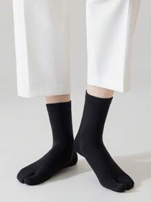 3 pares de calcetines de dedo dividido de estilo universitario de algodón cómodos y transpirables con antibacterias para mujer, de estilo minimalista liso, para las cuatro estaciones, otoño