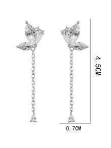 THINTIME 1 paire de boucles d'oreilles à franges papillon en cristal scintillant