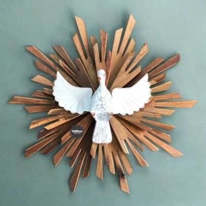 Divino espirito santo marrom grande decorativo religioso 50x50cm