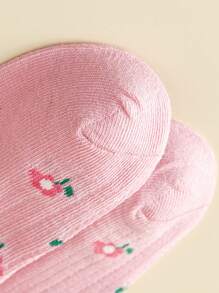 5 Pairs Girls' Korean Style Cartoon Bunny Pattern Breathable Lace Trim Princess Socks, Spring/Summer