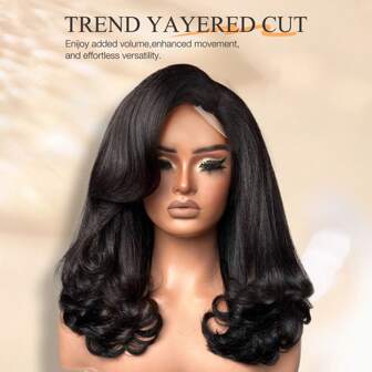 Peruka Yaki Kinky Straight Bob z boczną częścią 4x1 z koronką, krótka, kręcona, falowana, luźna, falowana peruka do bezklejowej peruki syntetycznej z koronką, długość ramion, falowana peruka do ciała