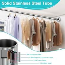 BriSunshine 110 bis 290 cm Teleskopstange Vorhangstange ohne Bohren, Spannstange Duschstange ohne Bohren für Fenster, Badezimmer, Schrank, Küche, Balkon, Tür, Edelstahl Heim- und Badezimmerdekoration, Herbstdekoration, Badezimmerzubehör, Rückkehr zur Schule