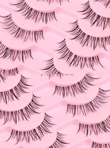 10 paar manga-stijl natuurlijke krul transparante tak nepwimpers, 0,6-1,2 cm gemengd lengteontwerp, lichtgewicht criss-cross pluizige Thaise make-up wimpers, schattige meisjesstijl, geschikt voor dagelijks gebruik, date night, feest, reismake-up, beginnersvriendelijk, geweldig cadeau voor Pasen, Moederdag, Thanksgiving, Kerstmis