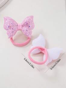 4pcs/Set Girls Shiny Sequin Bowknot Hair Scrunchies, Double Layer Princess Hair Ties, Soft & Non-Damaging, Suitable For Daily Use - Multicolor - View 6