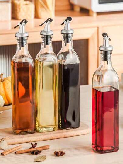 1pc Leakproof Glass Oil Bottle - , Corrosion-Resistant Kitchen Container With Airtight Cap, Suitable For Sesame Oil, Vinegar And Sauce - Lead-Free, Great For Cooking And Decoration