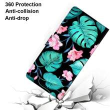 Phone Case With Floral And Leaf Design, Wallet/Card Holder, Stand Function For Honor, Redmi Phones, Gift With Lanyard