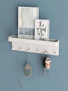 Suporte de Parede para Chaves com 6 Ganchos, Fácil Instalação, Material Plástico Moderno, Adequado para Quarto ou Banheiro para Guardar Chaves e Correspondência Decoração de Banheiro de Casa, Organizador de Banheiro, Volta às Aulas de Verão