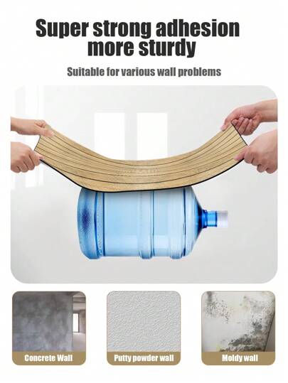 1PC 15.7"X 118"/13 Sq.F Peel Stick Vinyl Thickened Grille Wood Grain Wand Sticker,Waterproof Self Adhesive Stripe Tiles Roll Kitchen Living Room,Office Room (Grey Brown) Art Bedroom Stickers Home Paper ations Office Items Bathroom ation Stuff Ho Wallpapers view 10