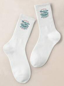 1 Pair Of Women And Men's Male/Female/Couple Mid Length Socks, Personalized, Fun, Colorful, Creative Cartoon Design, Holiday Gift, Comfortable And Breathable, Enhancing Family Atmosphere, Fashionable And Novel, Anime, Crazy, Multi-Color, Fun Printed Mid Length Socks