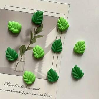 10pcs/Set Cartoon Resin Cute Leaf Shaped Fridge Magnets Decoration