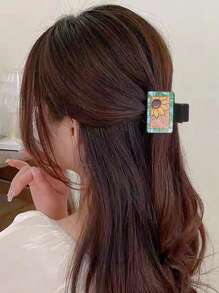 1 Set de Pinzas de Pelo y Ganchos de Estilo Retro Occidental con Girasol y Cactus para Mujer