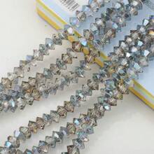 95pcs 6mm Crystal Glass Middle Hole Saucer Beads, Electroplated Colorful DIY Accessories For Shoes, Clothing, Hats, Phone Chains, Jewelry Making
