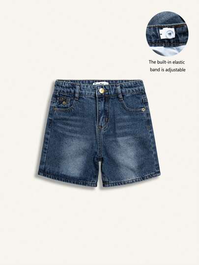 Shorts vaqueros casuales con lavado vintage para niños pequeños