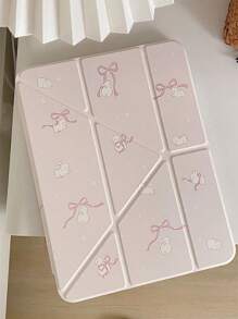 1 件可爱兔子蝴蝶结双面亚克力透明水晶背板防震睡眠/唤醒平板电脑保护套，兼容 IPad/// 平板电脑， - 彩色 - 查看 3