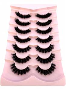 7 Cặp/Gói Mi giả Nga DD Curl, dày, cong, mềm mại, mi giả 3D lông chồn, hiệu ứng mắt mèo, làm dài và dày mi 8D, nâng và kéo dài khóe mắt, tạo nên lớp trang điểm tinh tế. - màu đen - Xem 3