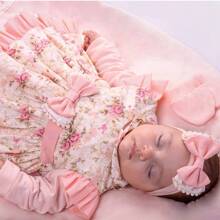 Maternity Outfit For Baby Girl Pompom 04 Pieces Baby Clothes - 珊瑚粉 - 查看 3
