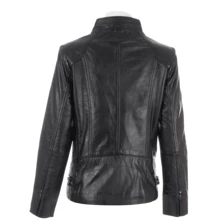 AVIATRIX Women's Real Leather Biker Jacket OBFQ - Black - View 4