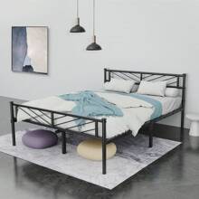 OYAJIA Black 3ft/4ft6/5ft For Single Double King Bed Frame Solid Metal Bed Frame Modern Style With Large Storage Space Black - Black - View 5