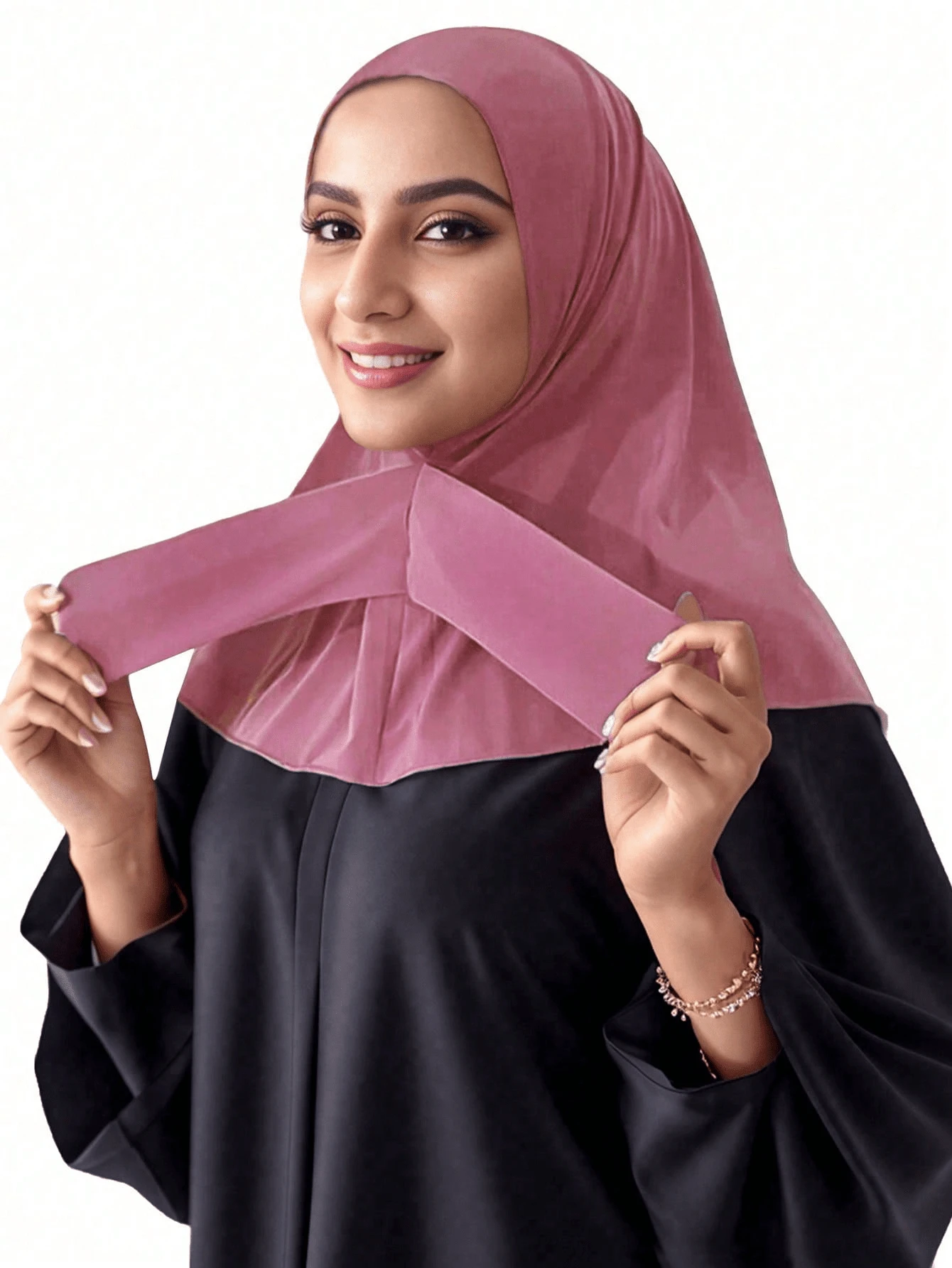 Awegeo Women's Solid Color Turban Hijab Underscarf With Elastic Strap Buckle - Fashionable Pullover Headwear, Soft & Comfortable Daily Casual Headscarf Hat - Leather Red - View 1