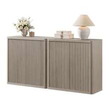 SICOTAS Buffet Cabinet With Storage Sideboard Accent Modern Credenza With Doors & Shelves Fluted 34.6" Tall Media Console Mid Century Coffee Bar Table For Living Room Kitchen Dining Room Hallway - White Alder - 查看 5