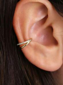 1 Piece Of S925 Double Hoop Single Row Diamond, Nose Ring, Conch Ring, Hoop Earrings, Concha Ring Tragus Ring Car Earrings - Double Layer Nose Ring Single Row Diamond - View 3