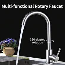 2-In-1 Kitchen Faucet With Rotating Stainless Steel Head, Both Cold And Hot Water Supply - Multicolor - View 2