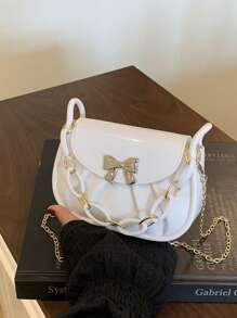 This 1-Piece Mini Solid Color Bow Shoulder Bag Features A Stylish Design, Comfortable And Exquisite Touch, High Aesthetic Value, And High-Quality Texture. It Has Multiple Styles To Choose From, Equipped With A Flip Cover, Suitable For School, Shopping, And Leisure Activities. Suitable For Daily Use In Spring And Summer, It Is The Best Choice For Gifting To Friends And Family - View 6