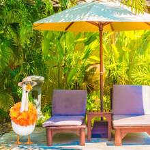 3pcs Summer Porch Goose Outfits For Plastic Goose 23/17'' Lawn Patio Statue Clothes Straw Hat And Hawaiian Lei Costume
