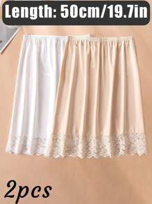 3 Pieces/2 Pieces/1Piece Hip-Wrapped Lining Skirt Bottoming Skirt Anti-Exposure Skirt,Multi-Color, Solid Color, Spring And Summer Styles,Anti Transparency And Anti Light Medium Long Skirt, Inner Lining Skirt, Lace Bottom, Anti-Static Skirt, Elastic Waistband Suitable For Slightly Overweight Girls, Suitable For Daily Wear